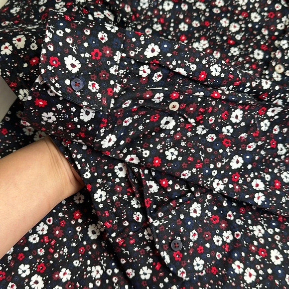 Zara Slim Fit Black Navy Floral Long Sleeve Button Down Men’s Size Large - Picture 9 of 12